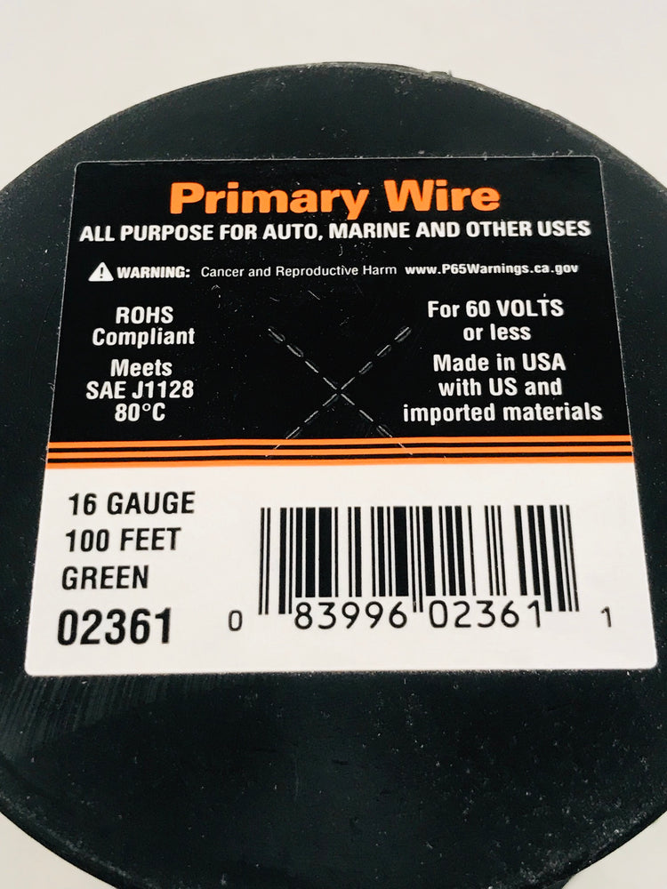 16 GAUGE 100 FEET GREEN PRIMARY WIRE. 02361