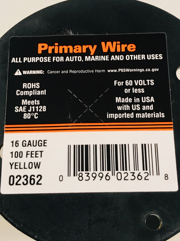 16 GAUGE 100 FEET YELLOW PRIMARY WIRE. 02362