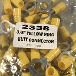 3/8" RING TERMINAL YELLOW BUTT CONNECTOR 100/BAG