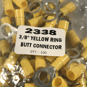 3/8" RING TERMINAL YELLOW BUTT CONNECTOR 100/BAG