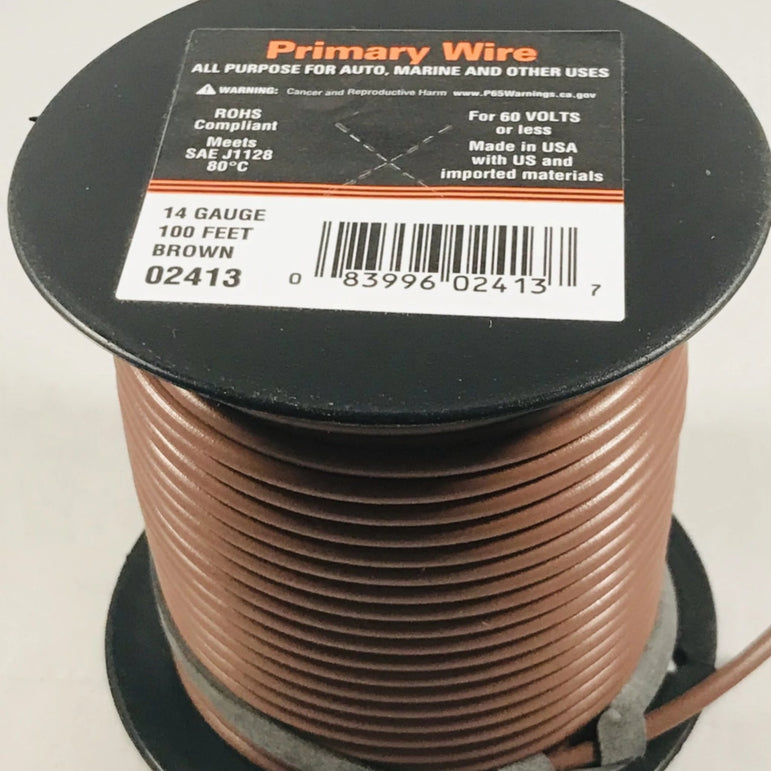 14 GAUGE 100 FEET BROWN PRIMARY WIRE. 02413