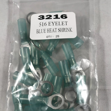 5/16" EYELET BLUE HEAT SHRINK RING TERMINAL 25/BAG