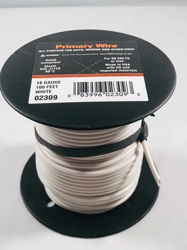 18 GAUGE 100 FEET WHITE PRIMARY WIRE. 02309