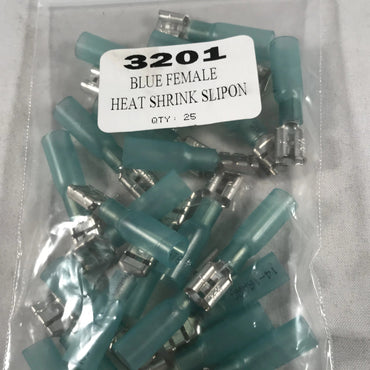 BLUE FEMALE HEAT SHRINK SLIPON CONNECTOR 25/BAG