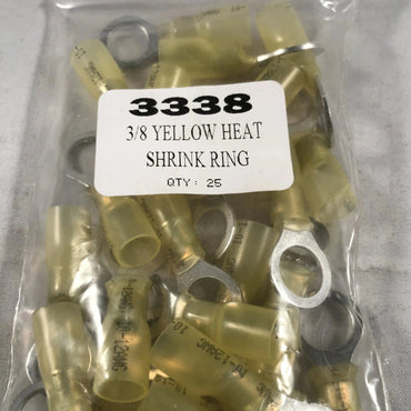3/8 YELLOW HEAT SHRINK RING TERMINAL 25/BAG