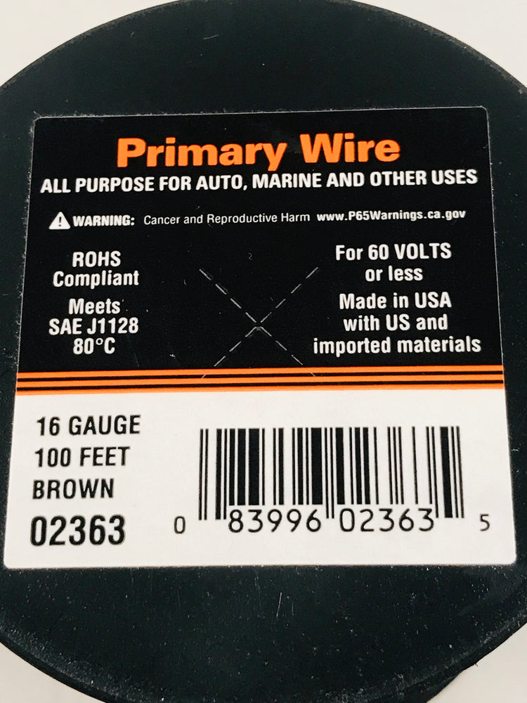16 GAUGE 100 FEET BROWN PRIMARY WIRE. 02363