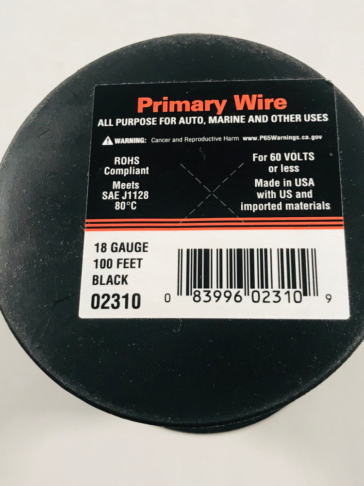 18 GAUGE 100 FEET BLACK PRIMARY WIRE. 02310