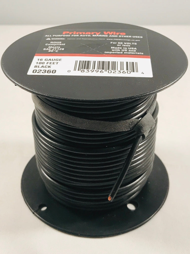 16 GAUGE 100 FEET BLACK PRIMARY WIRE. 02360