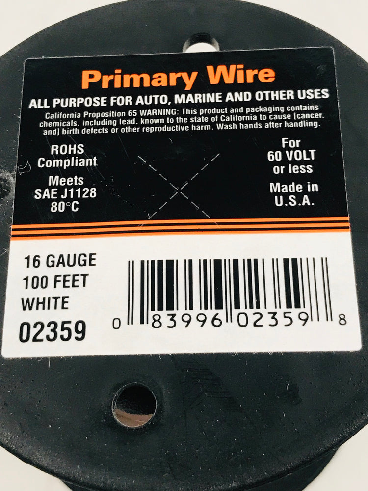 16 GAUGE 100 FEET WHITE PRIMARY WIRE. 02359